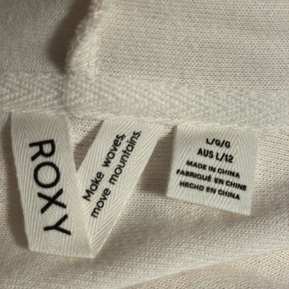 Roxy juniors drop a wave‎ hoodie cream peach top Sz L cotton blend - Picture 6 of 6